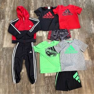 Bundle of Adidas Kids Matching Sets - Red, Black, Green, & Grey - Size 4T